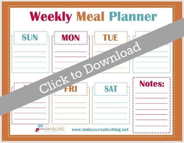 Free Printable Weekly Menu Planner | Today's Creative Life