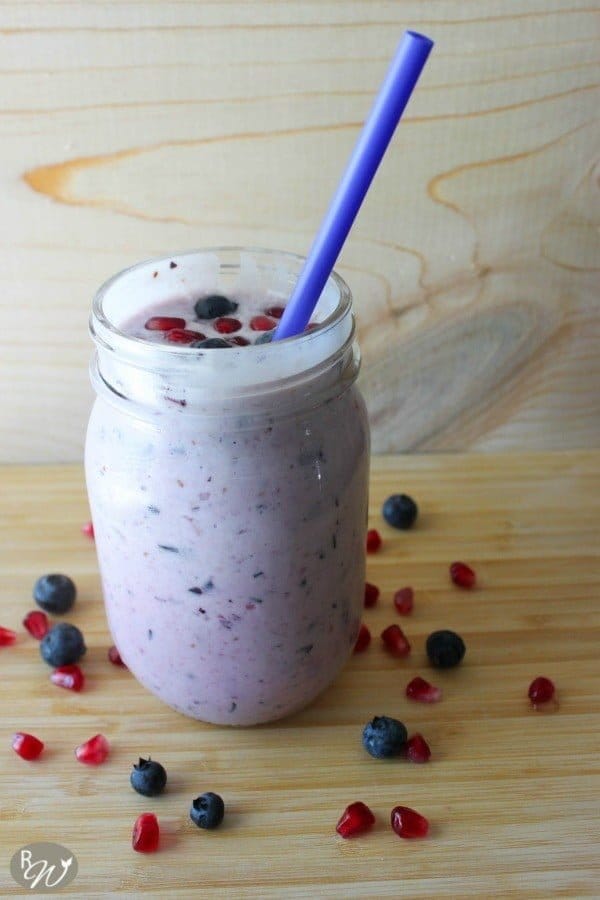 Pomegranate Blueberry Coconut Smoothie by the Rustic Willow| TodaysCreativeBlog.net