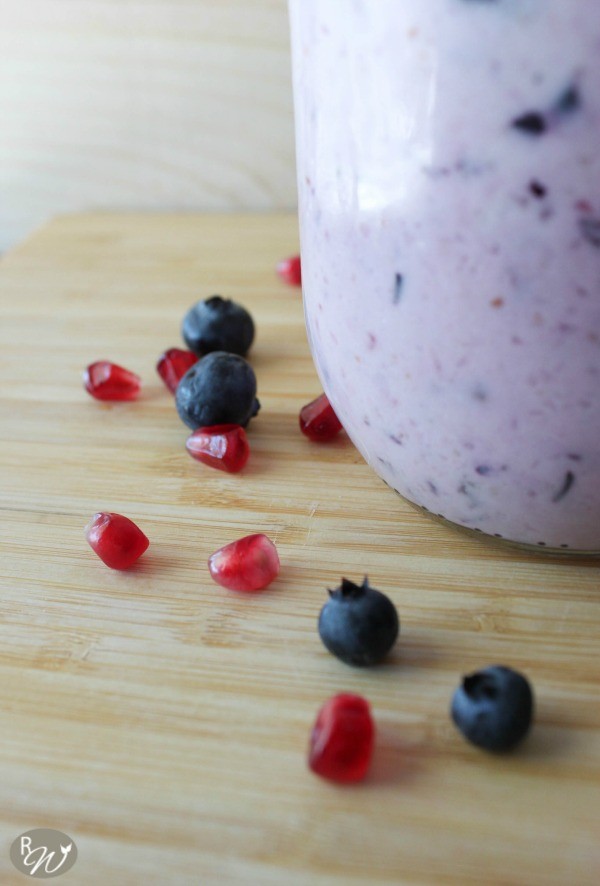 Pomegranate Blueberry Coconut Smoothie by the Rustic Willow| TodaysCreativeBlog.net