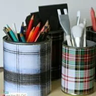 DIY Tartan Plaid Desk Accessories