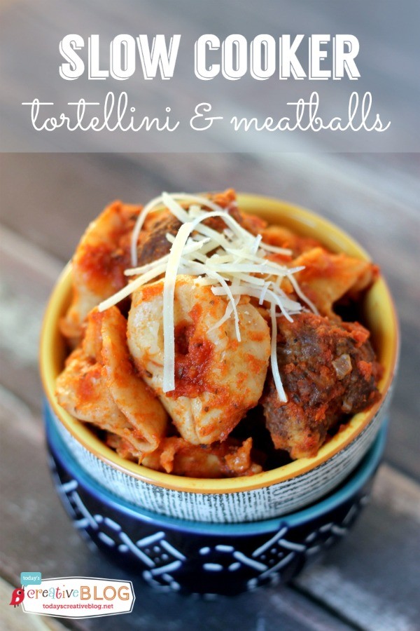 Easy Slow Cooker Tortellini and Meatballs Recipe | Slow Cooker Sunday | TodaysCreativeBlog.net