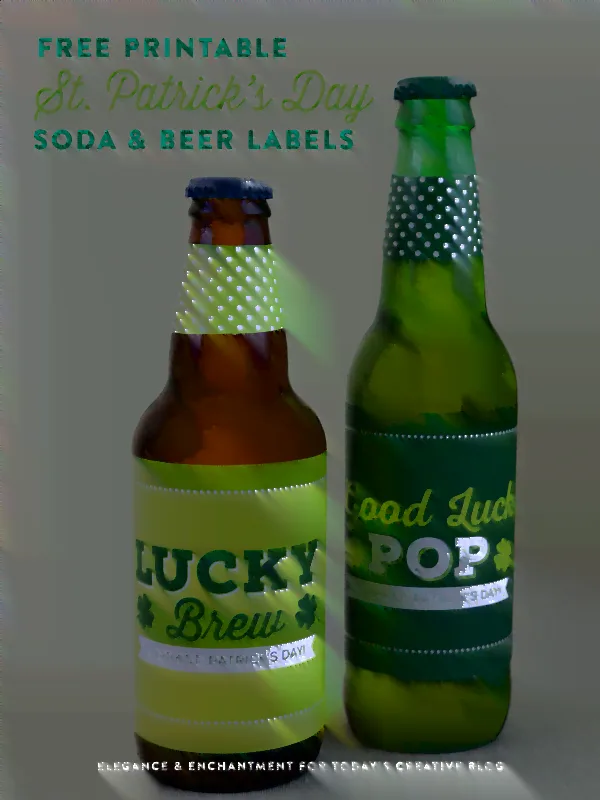 St. Patrick's Day Printable Soda & Beer Labels | Free printable bottle wrappers for St. Patrick's Day. Celebrate the leprechaun with these party printables. TodaysCreativelife.com 