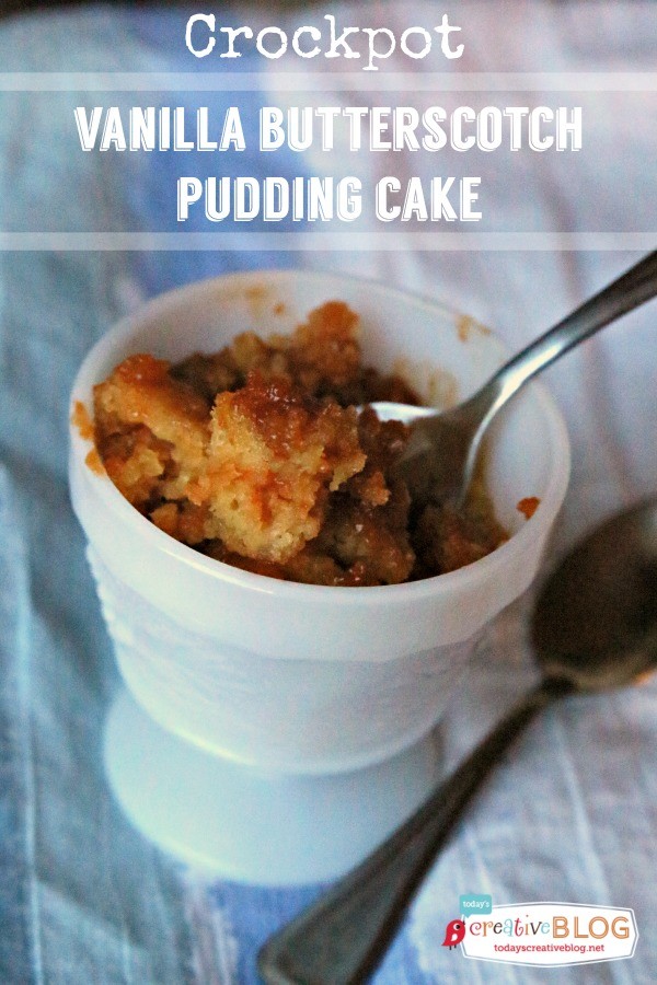 Crockpot Vanilla Butterscotch Pudding Cake | served in individual pudding cups. 