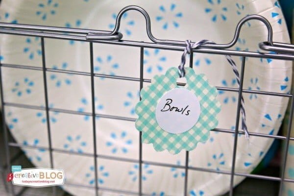 Party Pantry for Party Supplies | TodaysCreativeBlog.net | party pantry bowls and labels