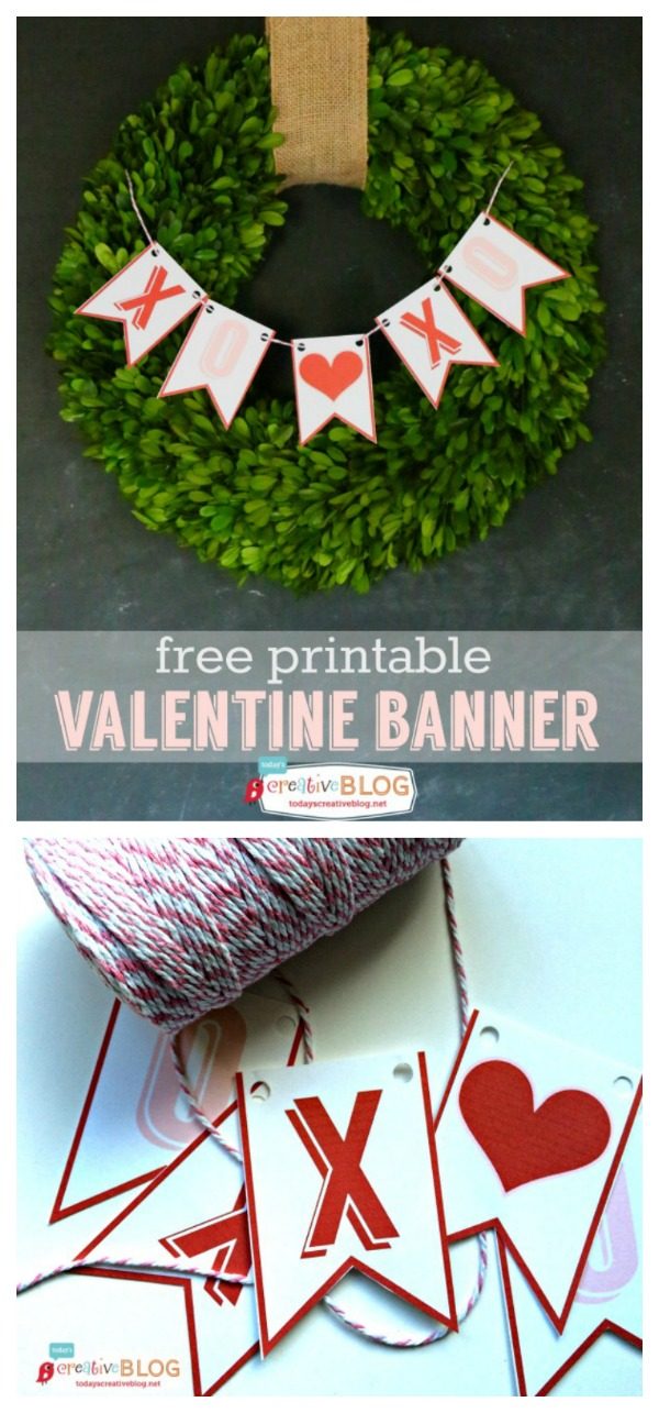 Free Printable Valentine Bunting - Make decorating for Valentines Day easy! This banner can be used year after year. Grab your free download on TodaysCreativeLIfe.com