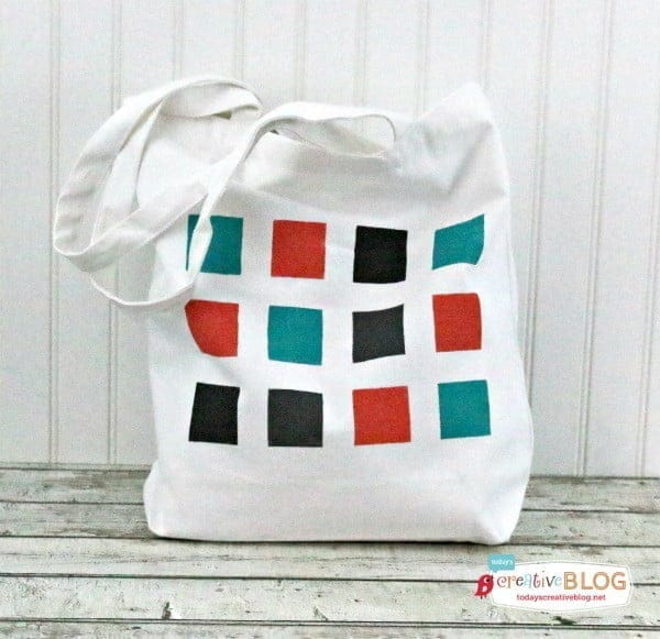 Geometric Pattern Square Bag Colorblock Double Handle