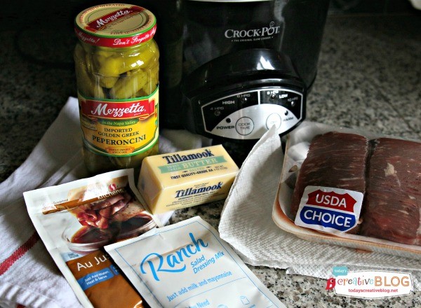 ingredients to make a Slow Cooker Mississippi Roast Recipe