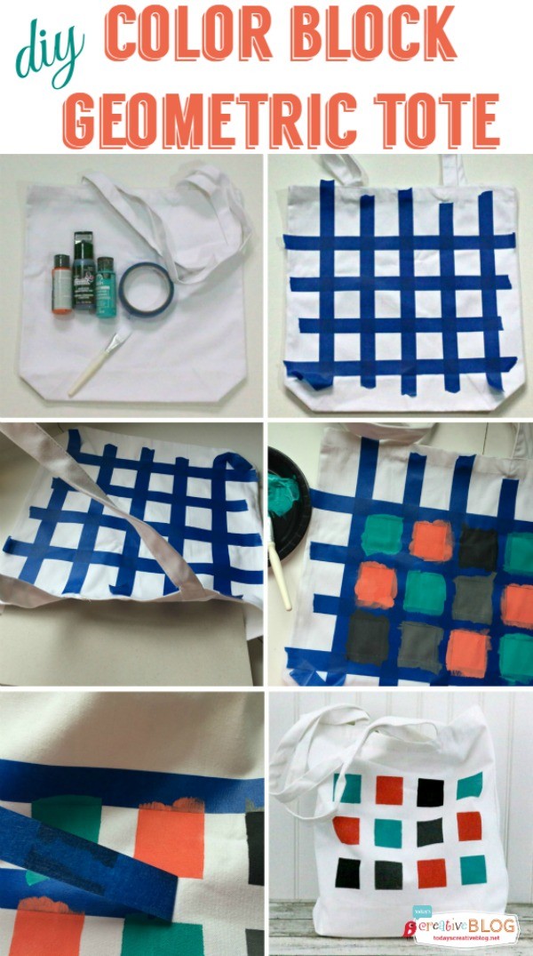 DIY Color Block Geometric Tote from eBook Happy Handmade | TodaysCreativeBlog.net