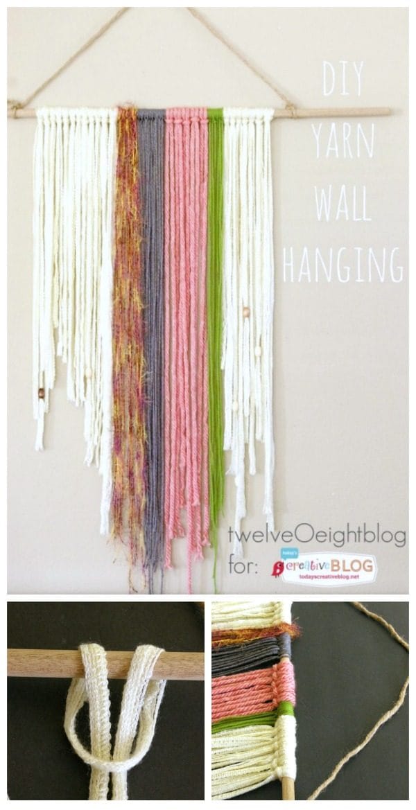 DIY Yarn Wall Hanging | Macramé is coming back! Woven Yarn Crafts and DIY for creative bohemian style decorating. See the tutorial on TodaysCreativeLife.com 