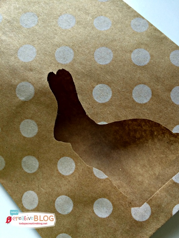 Bunny shaped cut out of paper bag