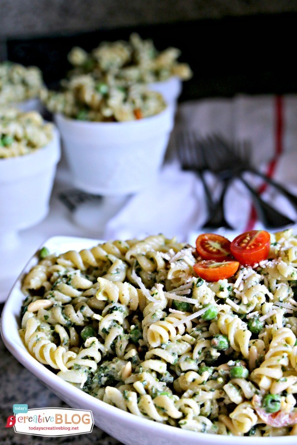 Pasta Pea and Pesto Salad Recipe | This salad is full of flavor and the perfect side dish for summer grilling | Find more recipes on TodaysCreativeBlog.net