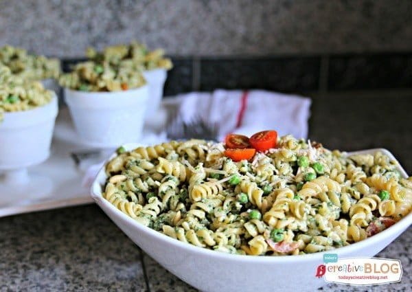 Pasta Pea and Pesto Salad Recipe | This salad is full of flavor and the perfect side dish for summer grilling | Find more recipes on TodaysCreativeBlog.net