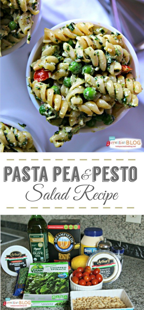 Pesto Pea Pasta Salad Recipe | This salad is full of flavor and the perfect side dish for summer grilling | Find more recipes on TodaysCreativeBlog.net