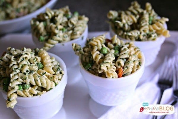 Pesto Pea Pasta Salad Recipe | This salad is full of flavor and the perfect side dish for summer grilling | Find more recipes on TodaysCreativeBlog.net