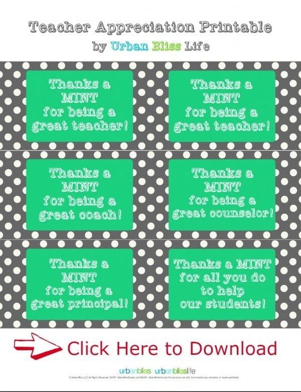 Free Printable Teacher Appreciation Gift Ideas