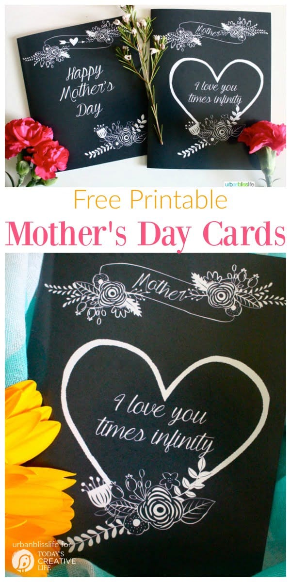 Free Printable Mother's Day Cards | Grab your chalk board inspired mother's day card with this free download. Click the photo - Todayscreativelife.com