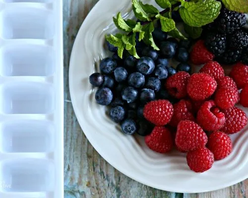 Fruit Filled Ice Cubes with Mint - Berry filled Ice cubes for fun entertaining. Great for 4th of July | See more on TodaysCreativeLife.com