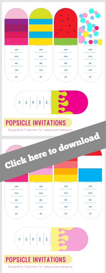 Popsicle Party Printables | Printable party invites| Printable invitations | Designed by FunkyTime for Today's Creative Life. See more creative printables on TodaysCreativeLife.com