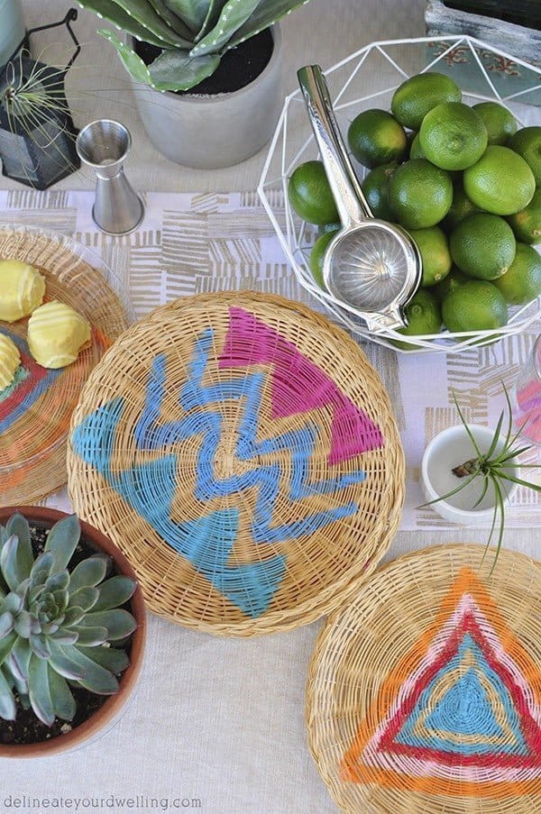 Painted Wicker Charger Plates | Take ordinary wicker paper plate holders from drab to fab! | Easy DIY Home craft project | See the tutorial on TodaysCreativeLife.com