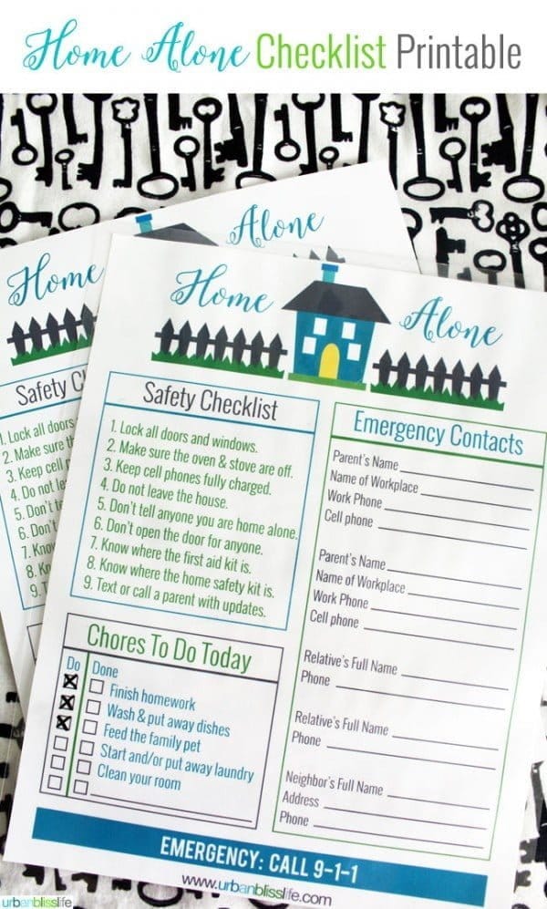 Free Home Alone Printable | Designed by UrbanBlissLife for TodaysCreativeLife.com | This printable puts both you and your children at ease for staying home alone. 