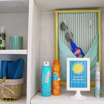 Sunscreen and Bug Spray Station | Free Printable! Create a sunscreen and bug spray station for daily family fun and entertaining | TodaysCreativeLife.com