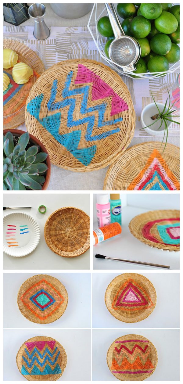 Painted Wicker Charger Plates | DIY BBQ paper plate wicker chargers | Patio decor | DIY Crafts | Delineate Your Dwelling for TodaysCreativeLife.com