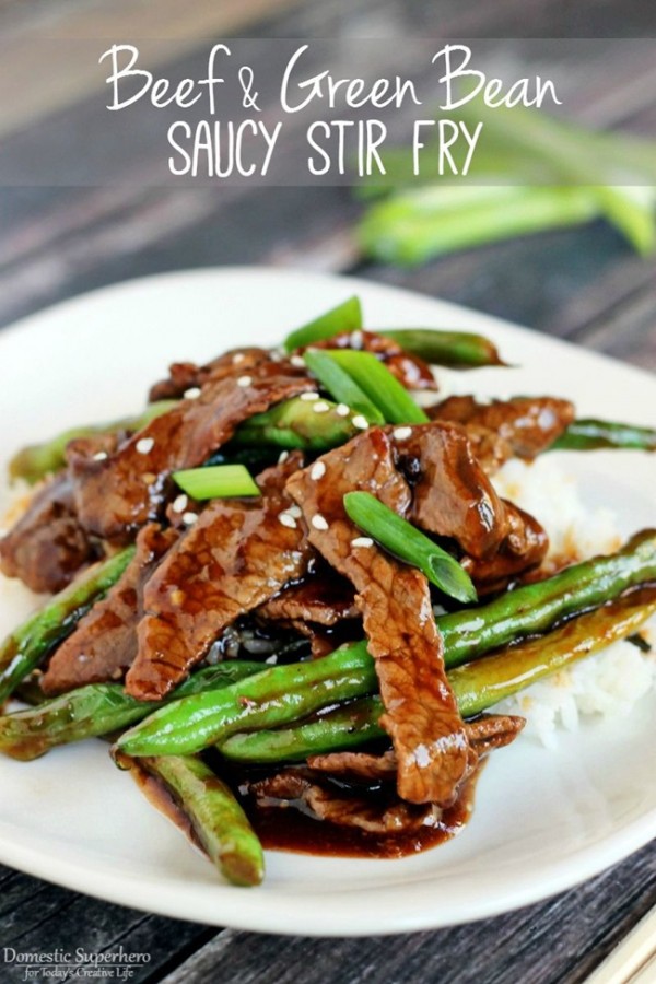 Chinese Beef Green Beans Stir Fry | This quick and easy Asian beef and green bean stir fry dish is healthy and delicious. It will be a quickly become a family favorite! See recipe on TodaysCreativeLife.com