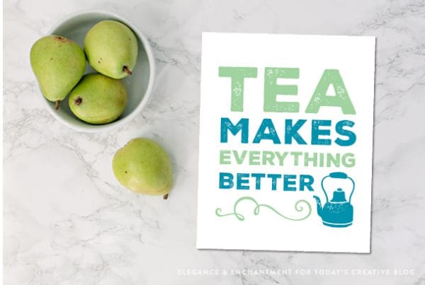 FREE Printable Art Prints for Coffee and Tea Lovers by Elegance and Enchantment for TodaysCreativeBlog.com | Make DIY Wall Art and decor with free printables. Great for home decor, gifts, or shrink down for a fun card! 