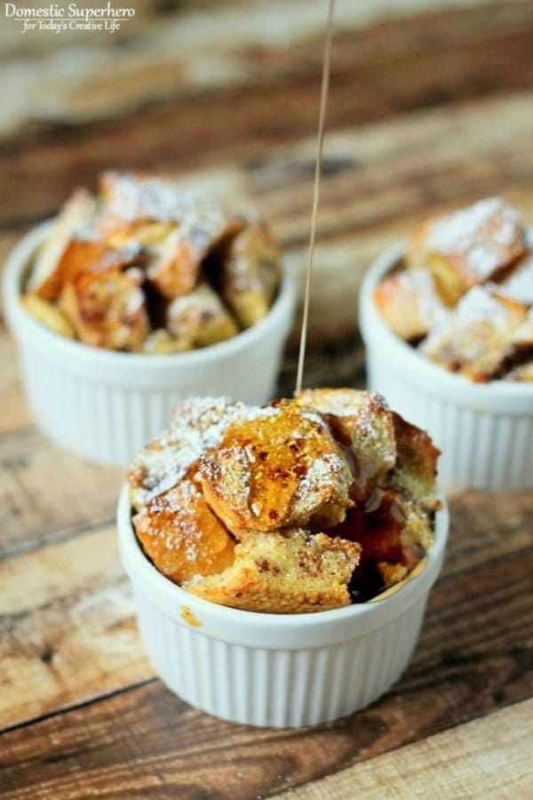 Individual Overnight Baked French Toasts by Creative Contributor Domestic Superhero for Today's Creative Life. | Make these up the night before for a simple breakfast ideas during the week or weekend. Everyone LOVES french toast! See the recipe on TodaysCreativeLife.com