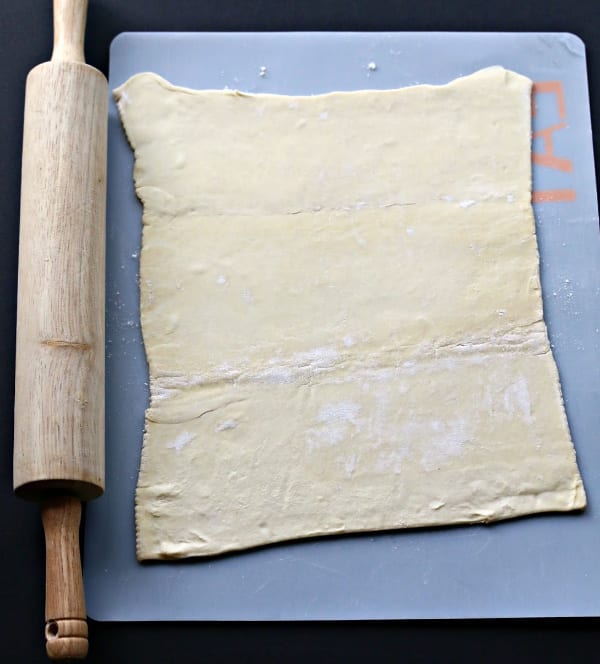 puff pastry dough rolled out. 