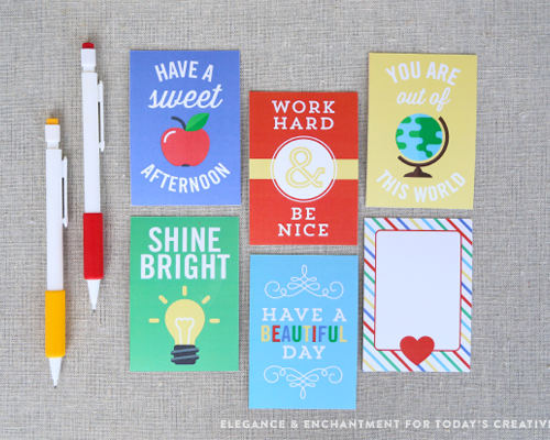 Free Printable Lunch Box Note Cards | Back to School Printables | See more creative ideas on TodaysCreativeLife.com