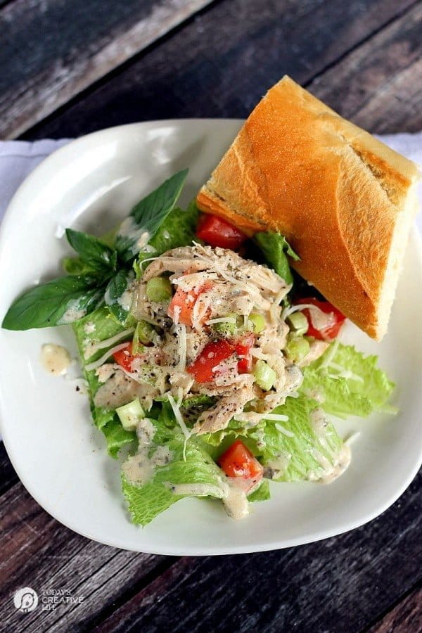 Slow Cooker Chicken Caesar Salad | Just one recipe from the Slow Cooker Caesar Chicken | See more Slow Cooker Sunday recipes on TodaysCreativeLife.com