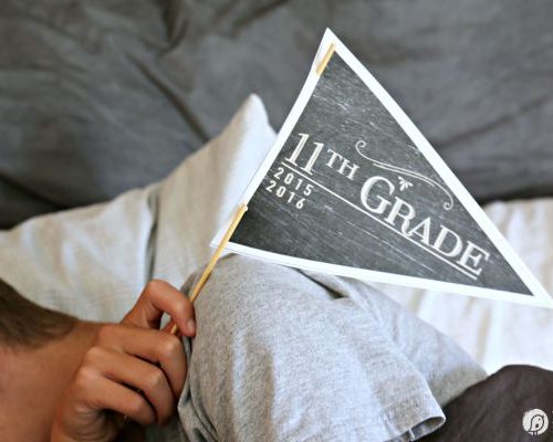 First Day of School Free Printable Pennants | Get the perfect First Day of School photo with these printable pennants. Get your free printable on TodaysCreativelife.com