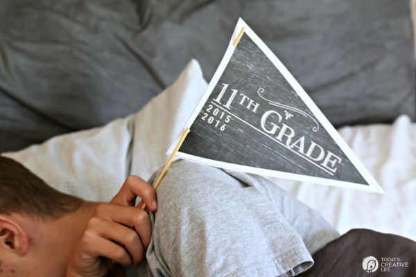 First Day of School Free Printable Pennants | Get the perfect First Day of School photo with these printable pennants. Get your free printable on TodaysCreativelife.com