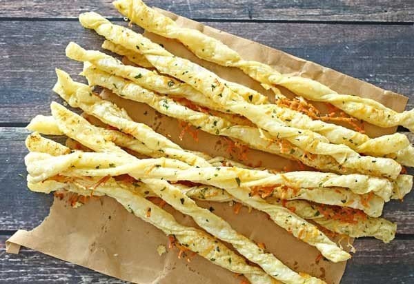 Parmesan Puff Pastry Breadsticks Recipe - Appetizer Addiction
