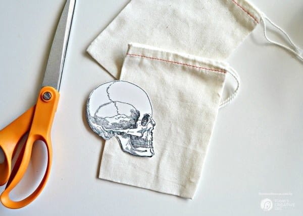 Trimmed Halloween image to iron on small cotton bag