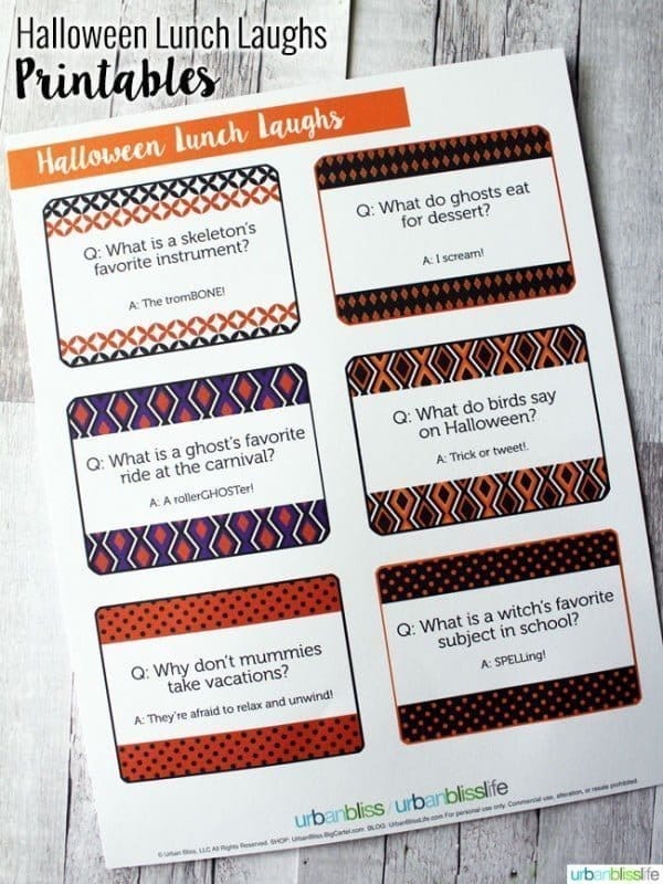 Free Halloween Printables: Halloween Lunch Notes | Find more fun Halloween printables on TodaysCreativeLife.com | Halloween Ideas, Halloween Recipes and Halloween Decor. 