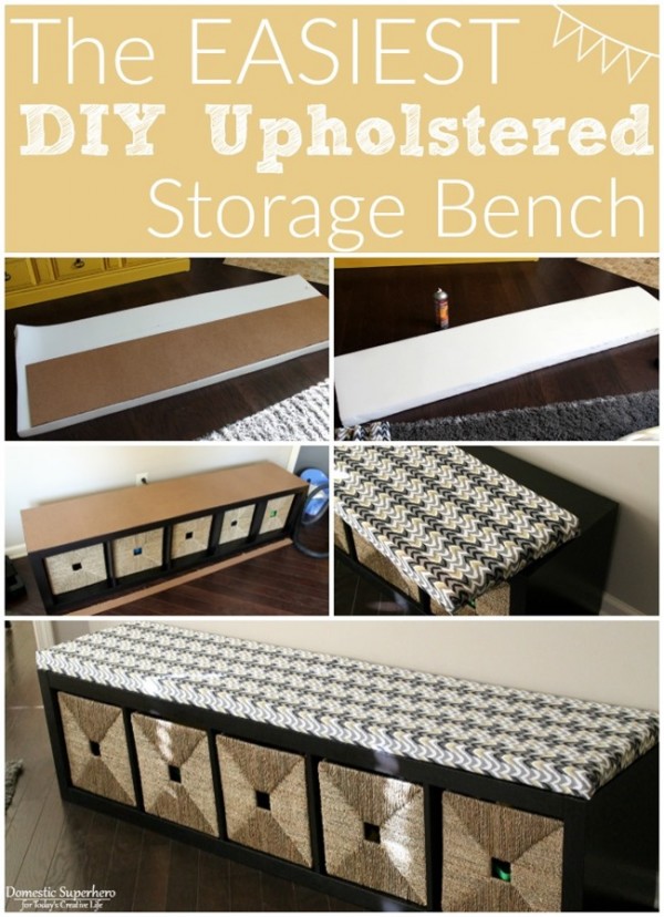 The EASIEST DIY Upholstered Bench | Easy DIY Home Projects are the best! Make extra seating in just a couple of hours. See the full tutorial on TodaysCreativeLife.com