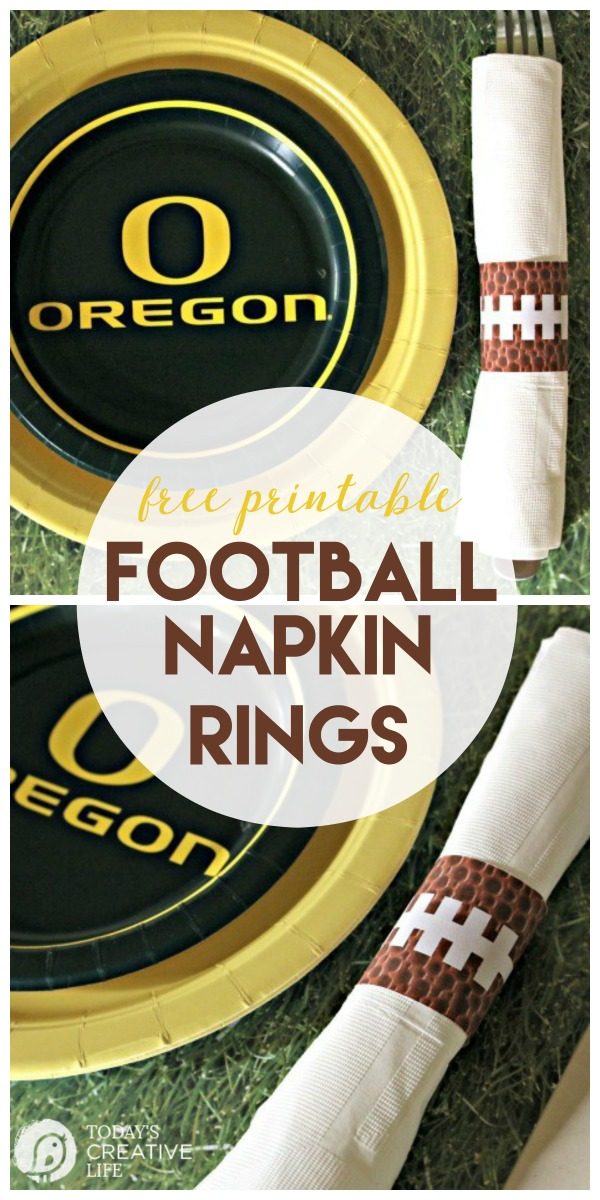 Free Printable Football Napkin Rings | Game Day Football Party Napkin Rings | Download at TodaysCreativeLife.com