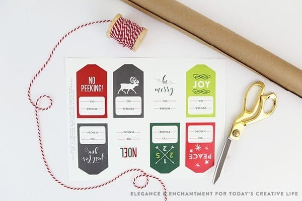 Free Printable Christmas Gift Tags | Gift wrapping just got easier! Create simple and beautiful presents with free printables. Designed by Elegance and Enchantment for TodaysCreativeLife.com