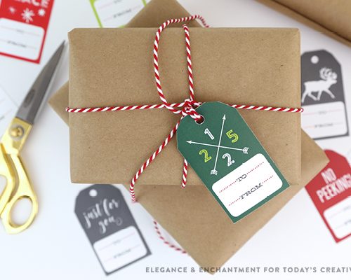 Free Printable Christmas Gift Tags | Gift wrapping just got easier! Create simple and beautiful presents with free printables. Designed by Elegance and Enchantment for TodaysCreativeLife.com