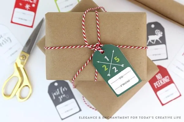 Free Printable Christmas Gift Tags | Gift wrapping just got easier! Create simple and beautiful presents with free printables. Designed by Elegance and Enchantment for TodaysCreativeLife.com