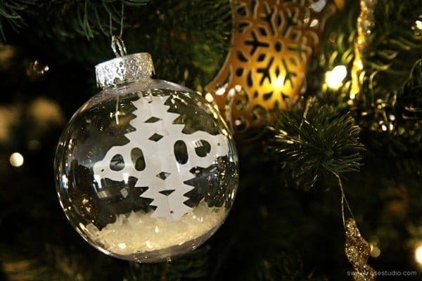 DIY Floating Snowflake Christmas Ornament | Katie from Sweet Rose Studio is sharing an easy tutorial for this diy holiday ornament. Find more holiday crafts, recipes and decorating ideas at the Creative Girls Holiday Soiree on TodaysCreativeLive.com