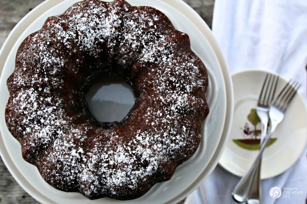 Chocolate Peanut Butter Chip Bundt Cake | Using a cake mix, instant pudding and a few other ingredients, makes this bundt cake the best cake recipe ever! Click the photo for the recipe! 