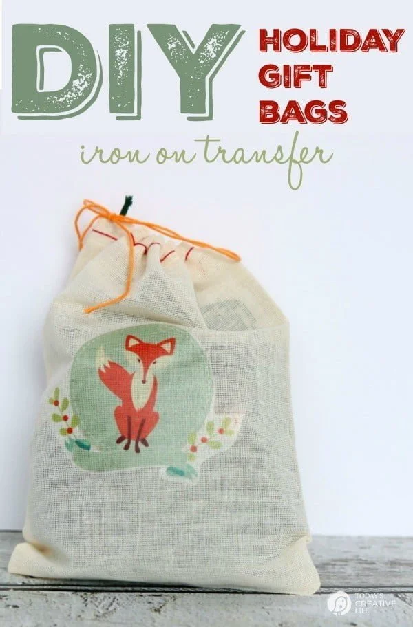 Easy DIY Holiday Gift Bags with an Iron on Transfer 