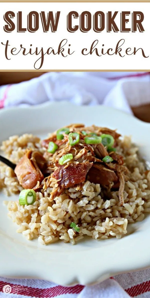 Slow Cooker Teriyaki Chicken | Crockpot meals are the best idea ever! This is a healthy family favorite dinner idea great for weekdays or weekends. Get the recipe on TodaysCreativeLife.com