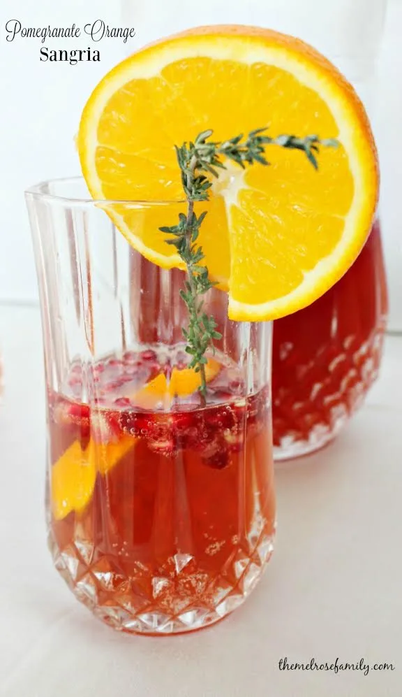 Pomegranate Orange Sangria from The Melrose Family for the Holiday Happy Hour! 