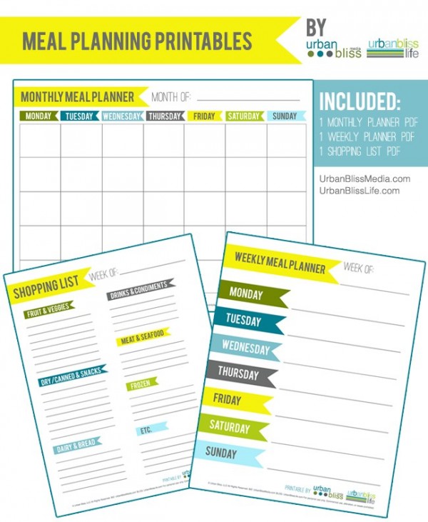 Meal Planner from UrbanBlissLIfe
