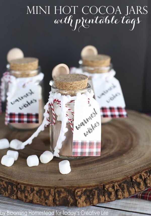 Mini Hot Cocoa Jars Gift Idea by Blooming Homestead for the Creative Girls Holiday Soiree on Today's Creative Life. See more ideas for holiday decorating, recipes, holiday diy gift ideas and more. TodaysCreativeLIfe.com