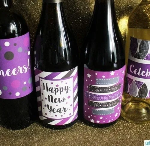 New Year's Eve Printable Wine Labels are free for your party planning. Designed by UrbanBlissLife for Today's Creative Life. Bottle labels make it easy to throw a New Years Eve Party!